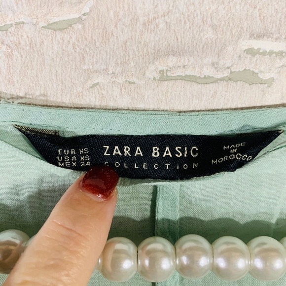 Zara Basic NWT Ruffles and Bows Mint Green… - Picture 5 of 10
